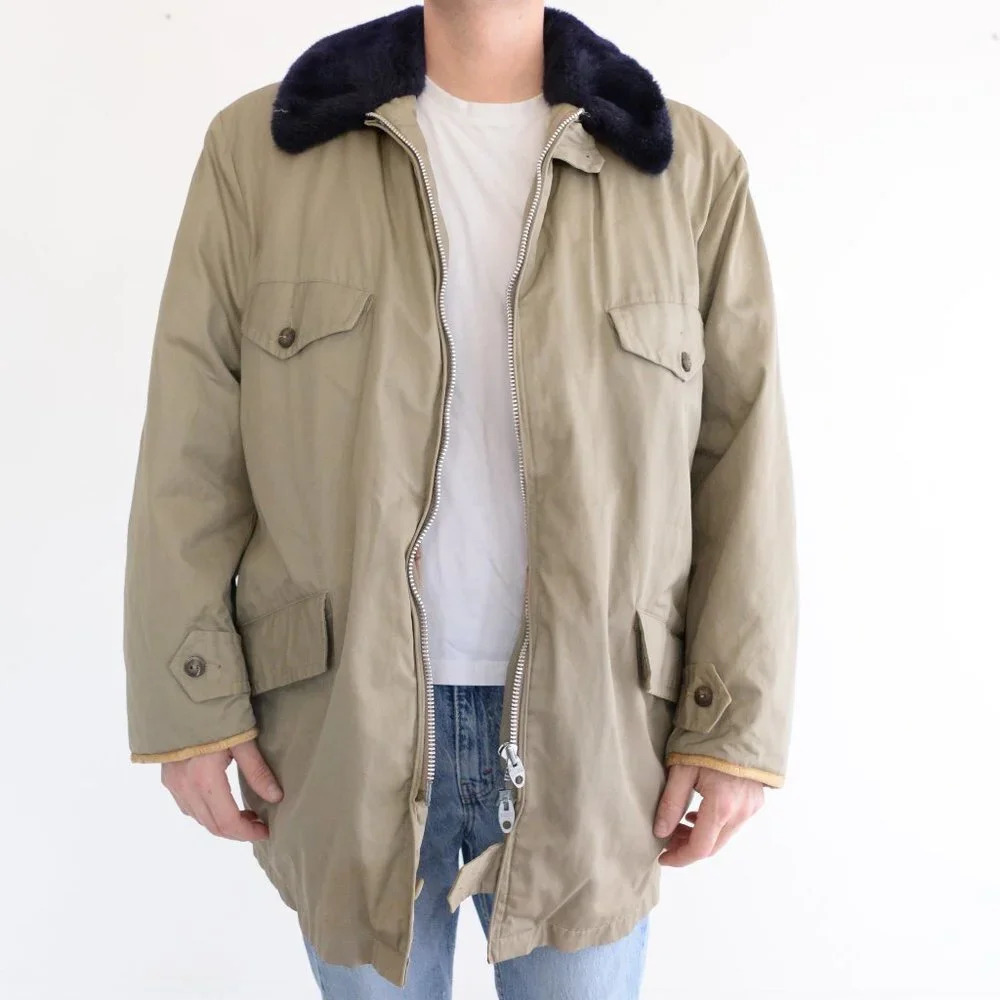 Vintage 70's Simpson's Tan with Down Filled Lining Winter Coat Jacket Size Large
